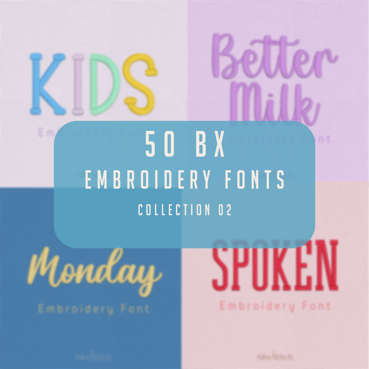 Bundle 50 BX Embroidery Font - Collection 02