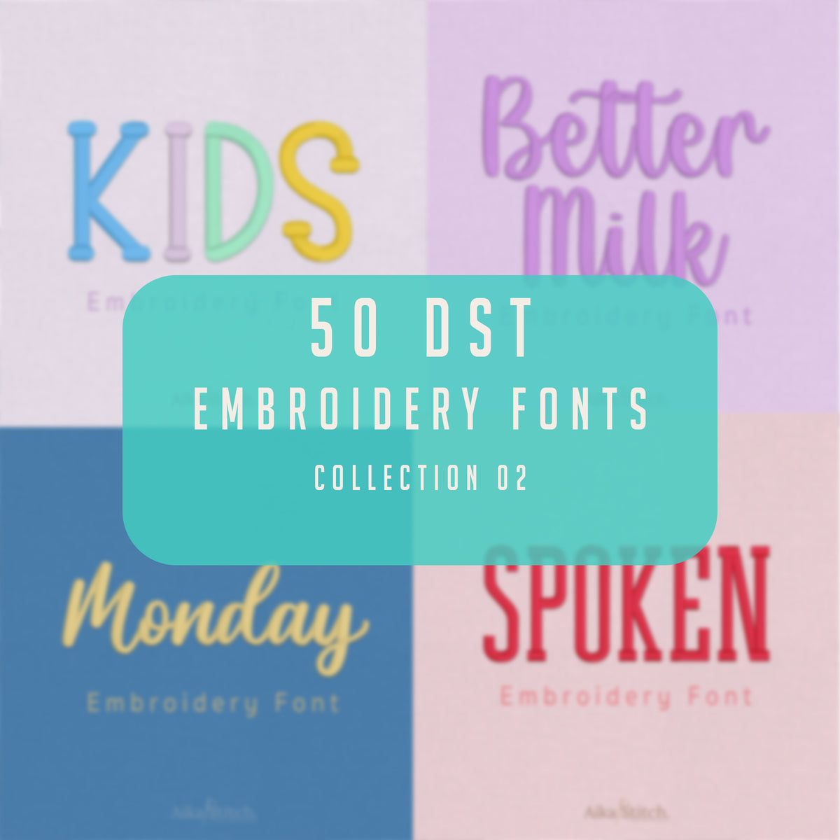 Bundle 50 DST Embroidery Font - Collection 02