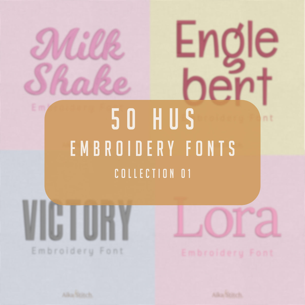 Bundle 50 HUS Embroidery Fonts