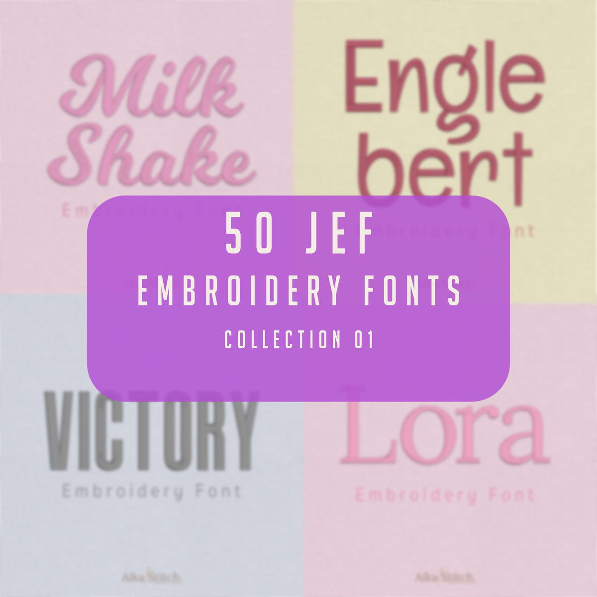 Bundle 50 JEF Embroidery Fonts