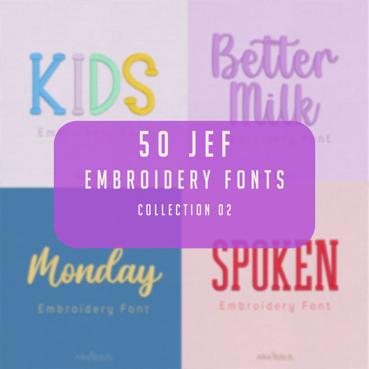 Bundle 50 JEF Embroidery Font - Collection 02