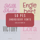 Bundle 50 PES Embroidery Fonts