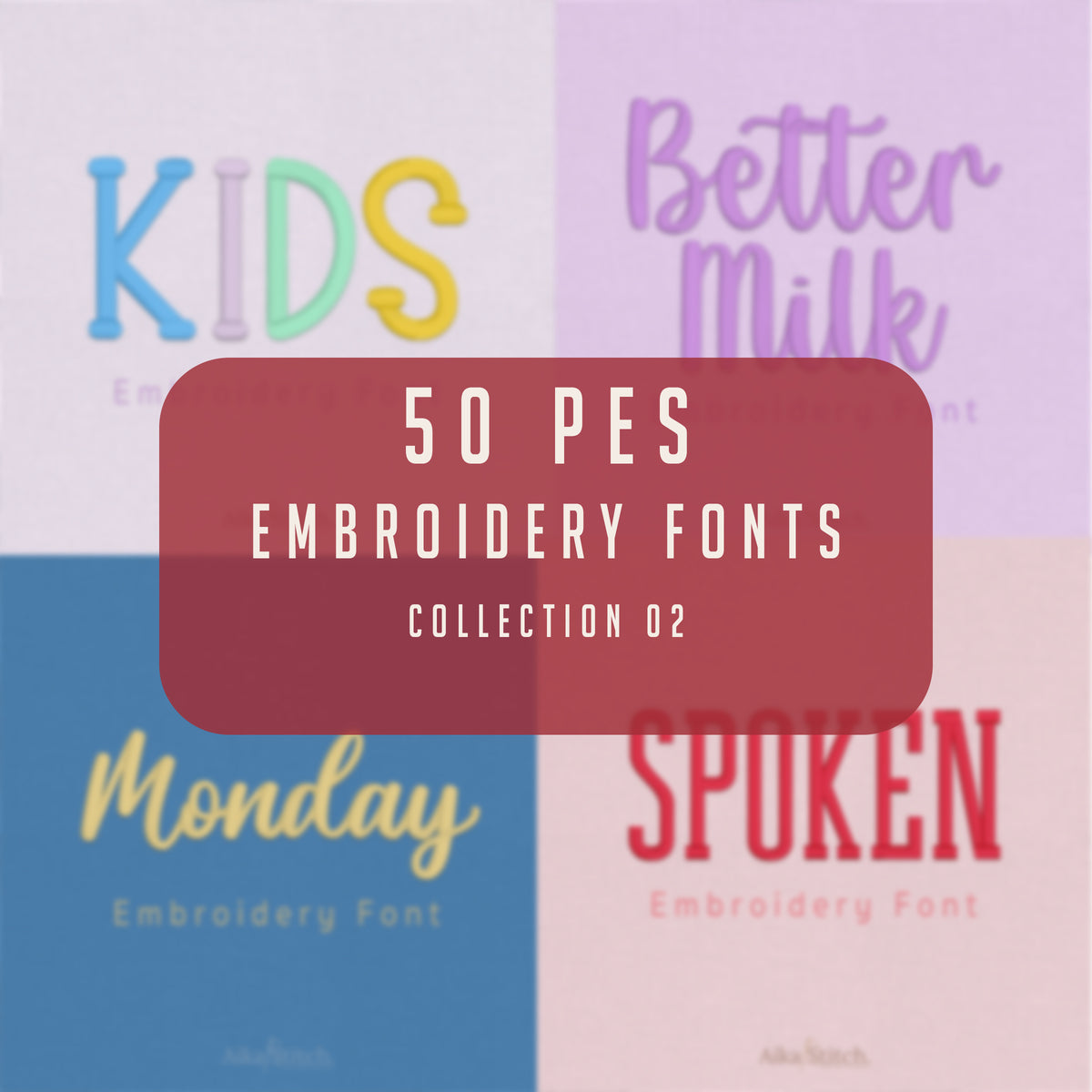 Bundle 50 PES Embroidery Font - Collection 02