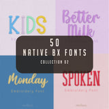 Bundle 50 Fonts Native Embroidery Font - Satin Stitch Alphabet