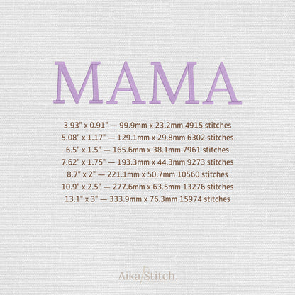 Mama 3D Puff Foam Embroidery Design - 7 sizes