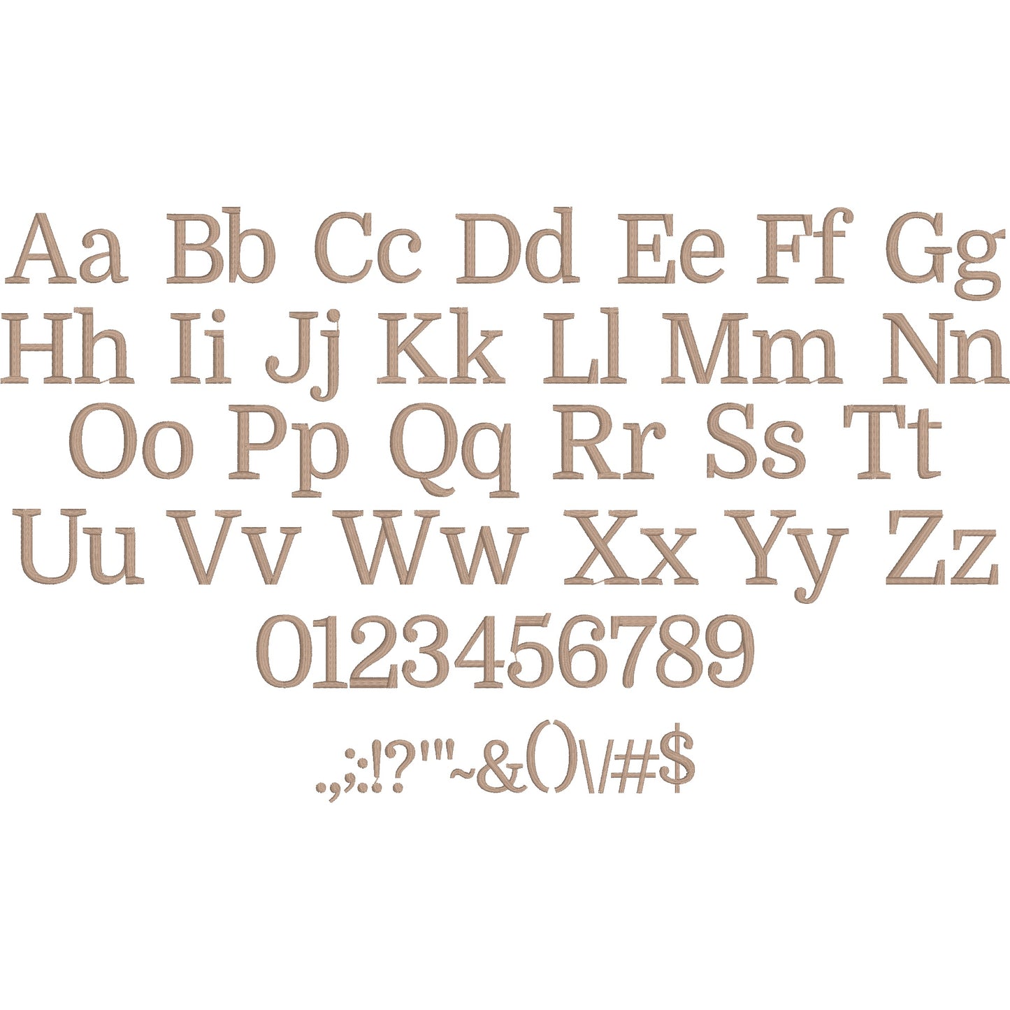 Mya Native BX Embroidery Font - Satin Stitch Alphabet (9 Sizes)