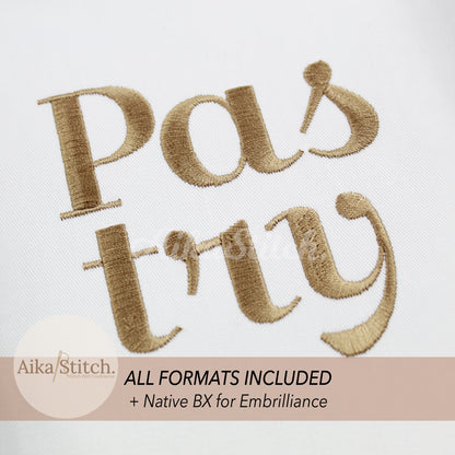 Pastry Native BX Embroidery Font - Satin Stitch Alphabet (11 Sizes)
