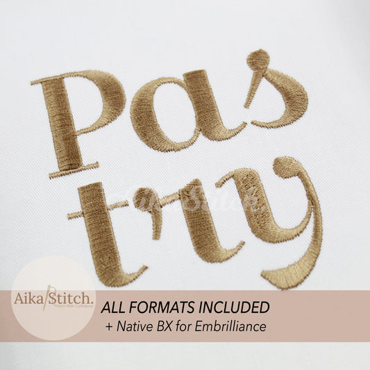 Pastry Native BX Embroidery Font - Satin Stitch Alphabet (11 Sizes)