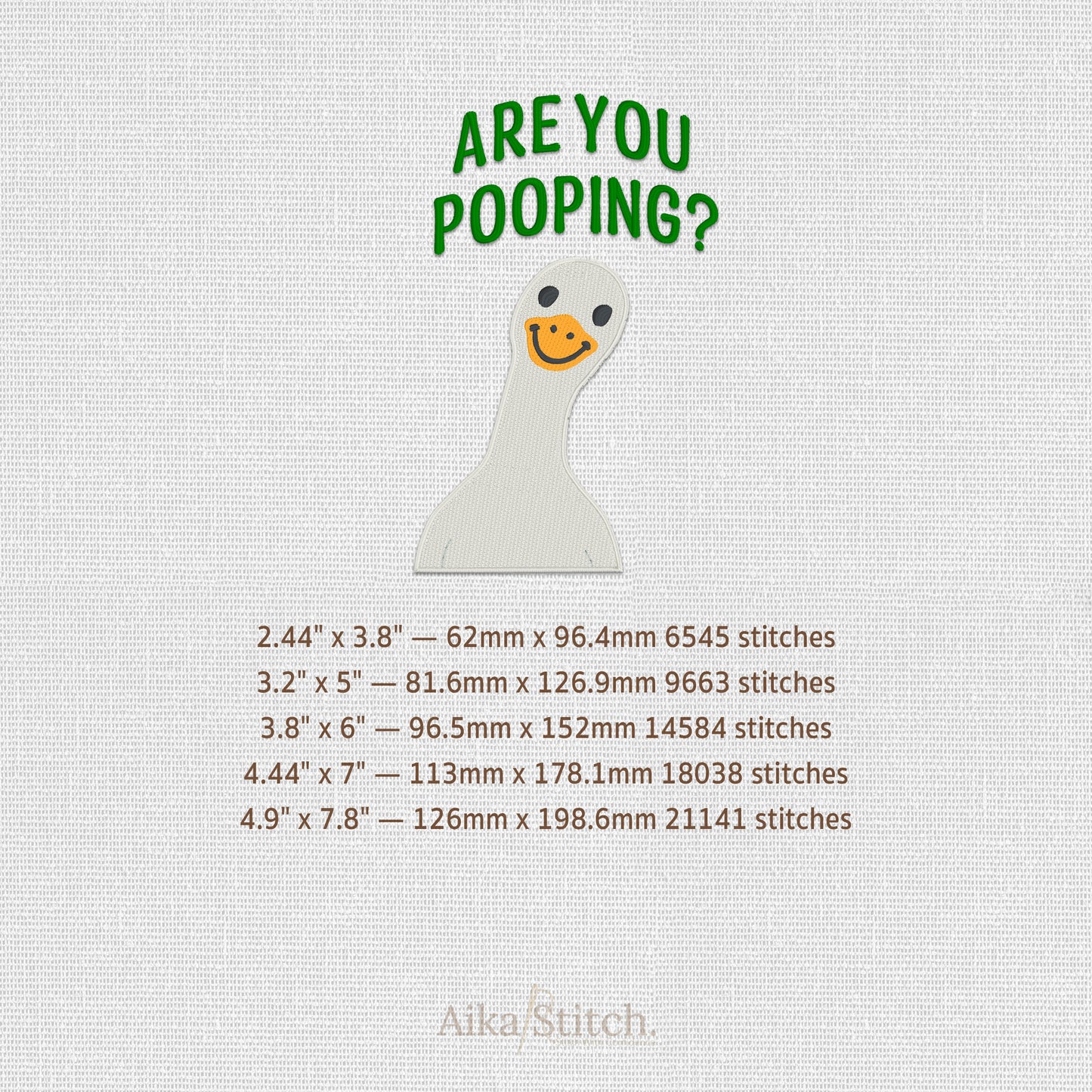 Goose, Are You Pooping? Embroidery Design - 5 sizes