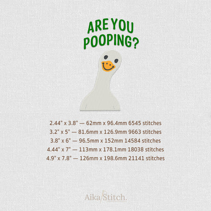 Goose, Are You Pooping? Embroidery Design - 5 sizes