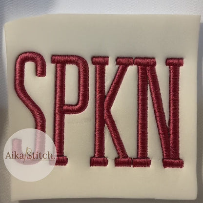 Spoken 3D Puff BX Embroidery Font – Foam Alphabet (7 Sizes)