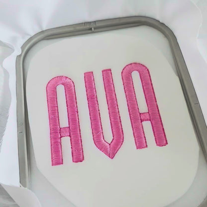 Ava 3D Puff BX Embroidery Font – Foam Alphabet (9 Sizes)