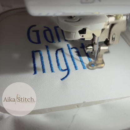 Game Night Tall Elegant Embroidery Font | Native BX Included