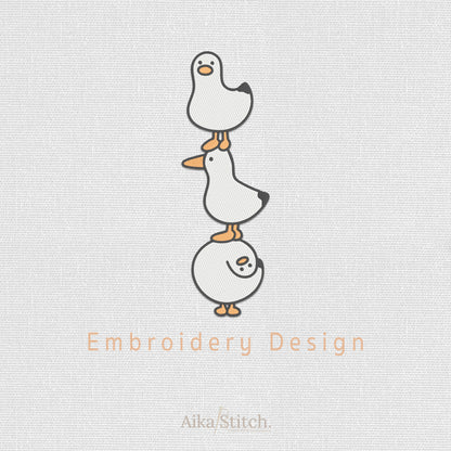Stacked Seagulls Clipart Embroidery Design - 5 sizes