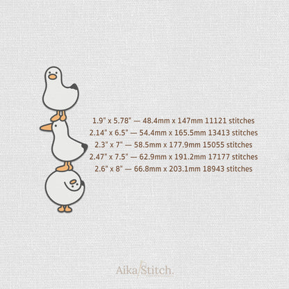 Stacked Seagulls Clipart Embroidery Design - 5 sizes