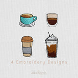 Bundle Coffee Drink Mini Set of 4 Cliparts Embroidery Designs