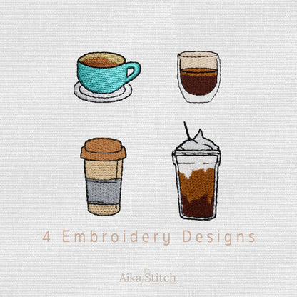 Bundle Coffee Drink Mini Set of 4 Cliparts Embroidery Designs