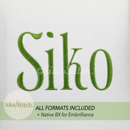Siko Native BX Embroidery Font - Satin Stitch Alphabet (7 Sizes)
