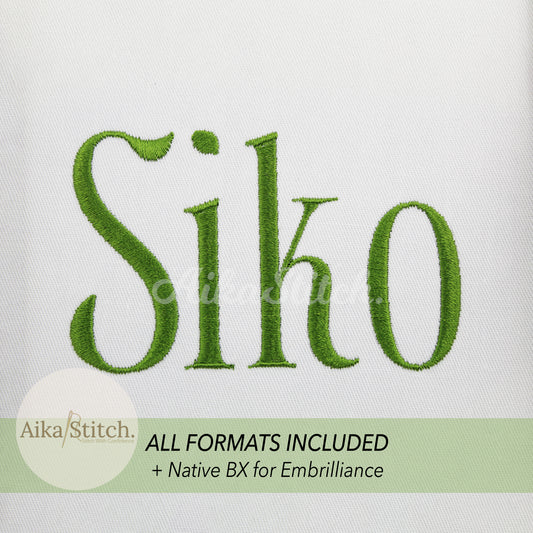 Siko Native BX Embroidery Font - Satin Stitch Alphabet (7 Sizes)