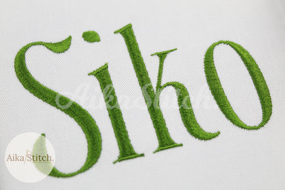 Siko Native BX Embroidery Font - Satin Stitch Alphabet (7 Sizes)