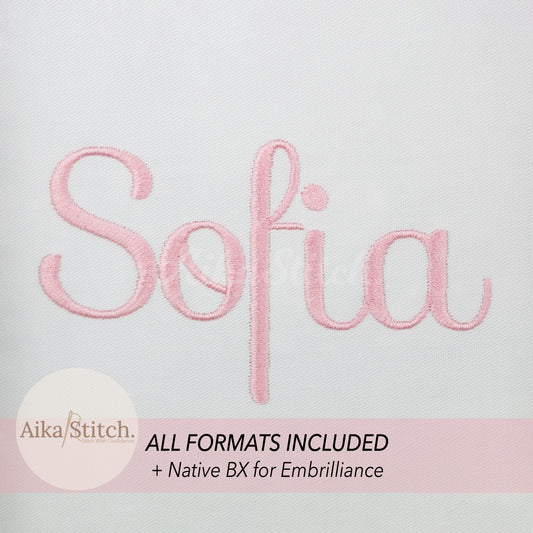 Sofia Native BX Embroidery Font - Satin Stitch Alphabet (11 Sizes)