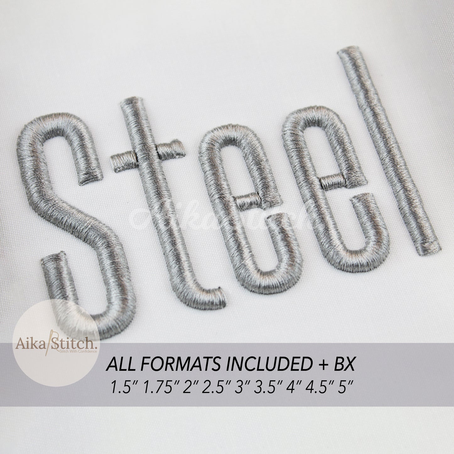 Steelfish 3D Puff BX Embroidery Font – Foam Alphabet (9 Sizes)