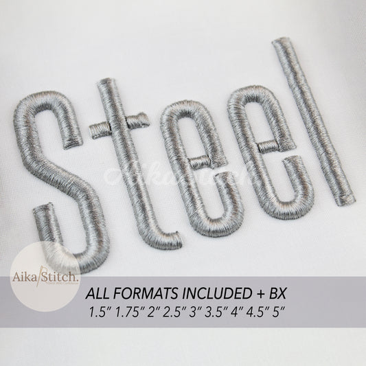 Steelfish 3D Puff BX Embroidery Font – Foam Alphabet (9 Sizes)