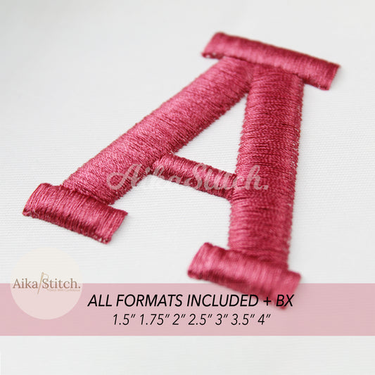 Varsity 3D Puff BX Embroidery Font – Foam Alphabet (9 Sizes)